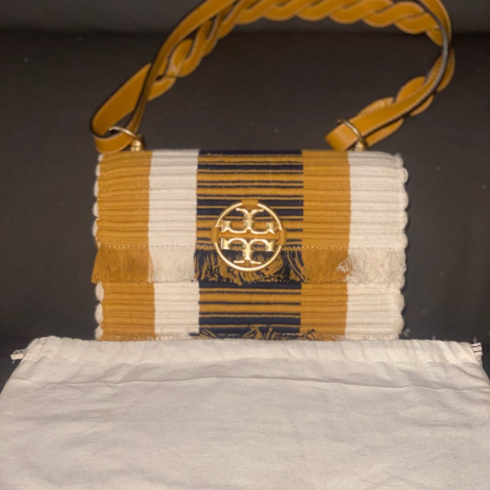 Tory Burch Mustard and Navy Crossbody Bag
